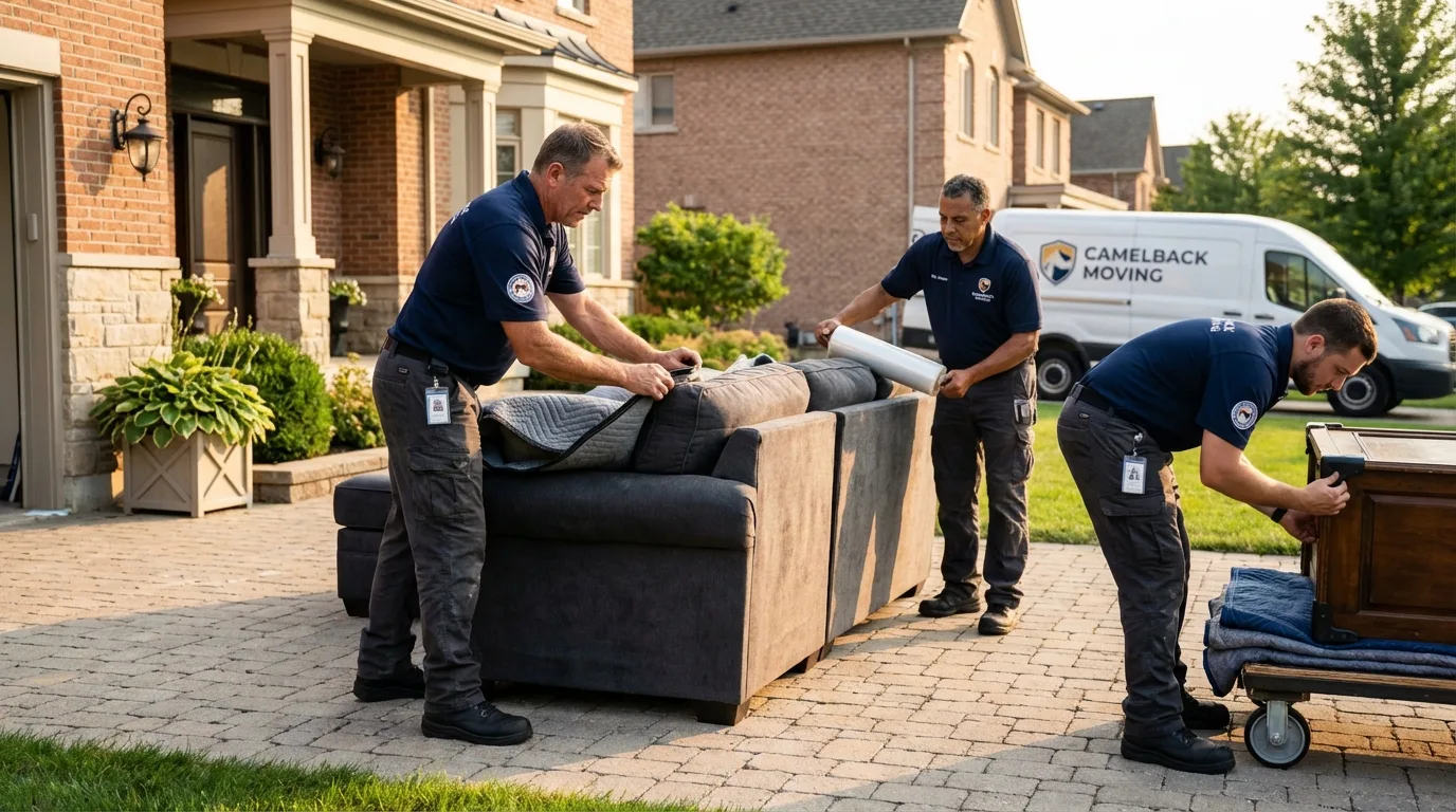 Large estate moving crew wrapping furniture in Floresville, TX
